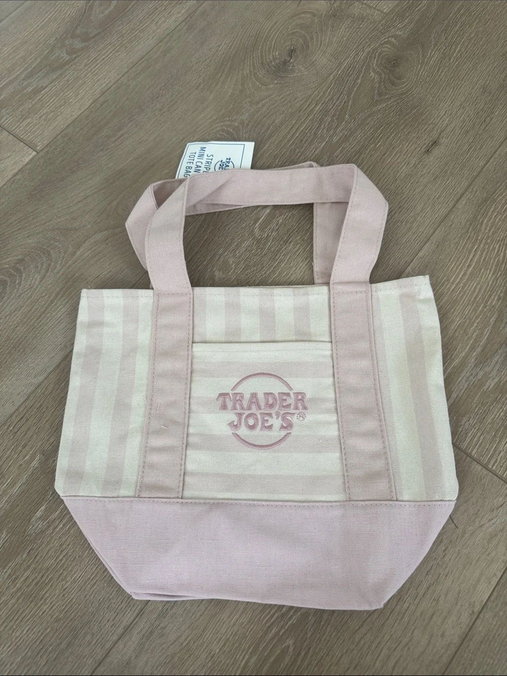 Trader Joe's Pink Stripe Canvas Tote Bag - Picture 1 of 2